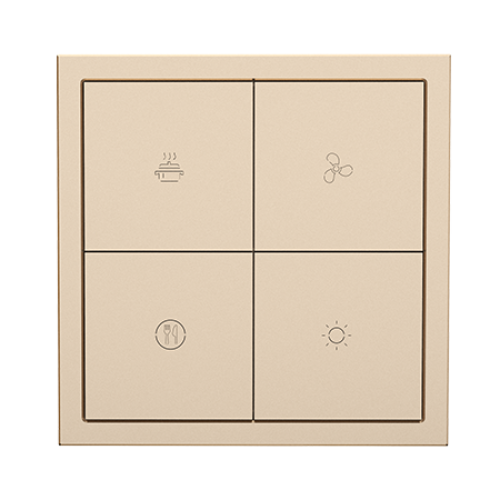 HDL Panel Tile Series 4 Button Smart Panel Champagne Gold HDL-M/PT4RA.1